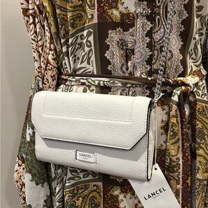 Lancel Ninon Leather Snow Chain Wallet Crossbody Bag